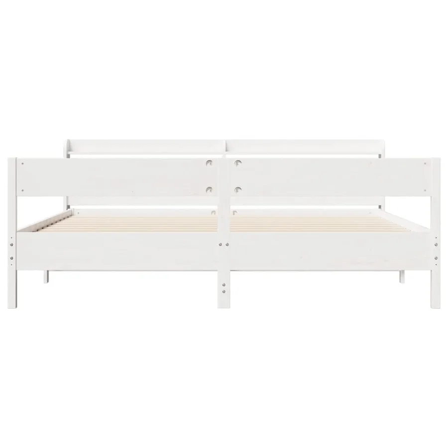 Cadre de lit sans matelas blanc 200x200 cm bois massif de pin - 4