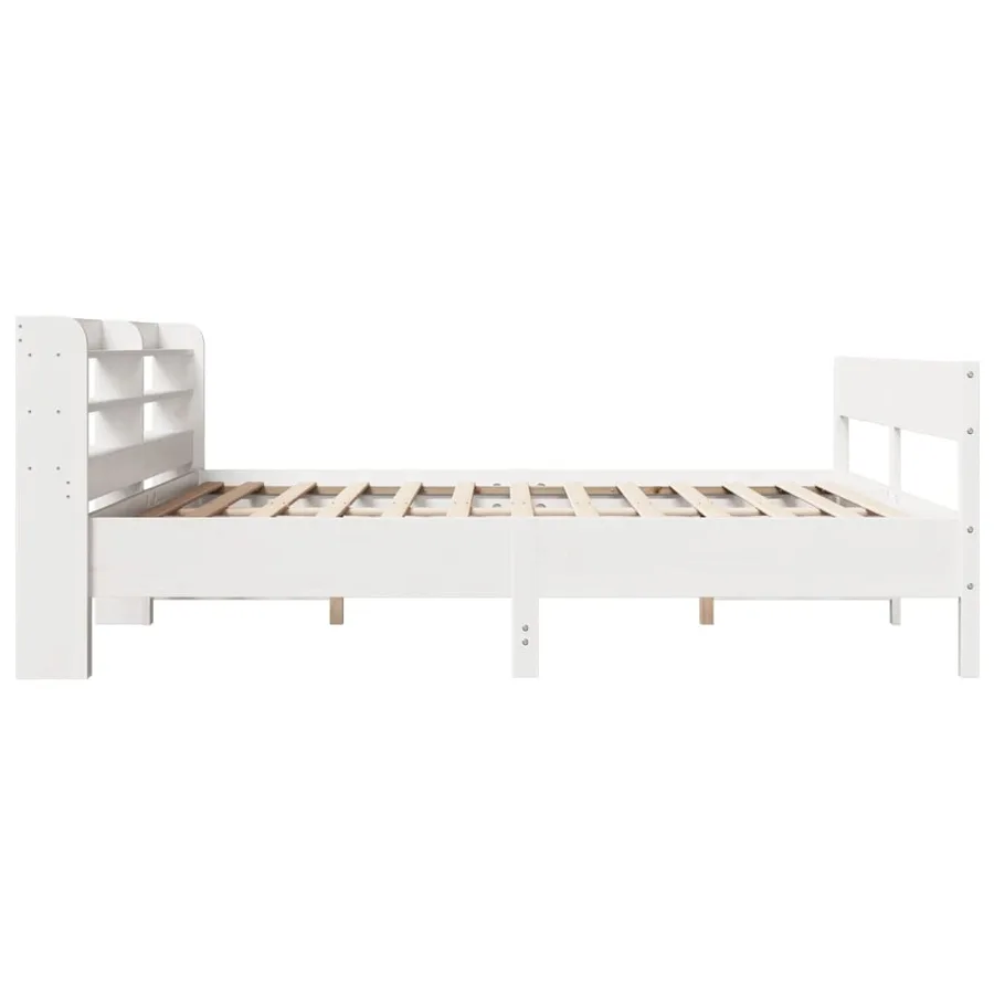 Cadre de lit sans matelas blanc 200x200 cm bois massif de pin - 5