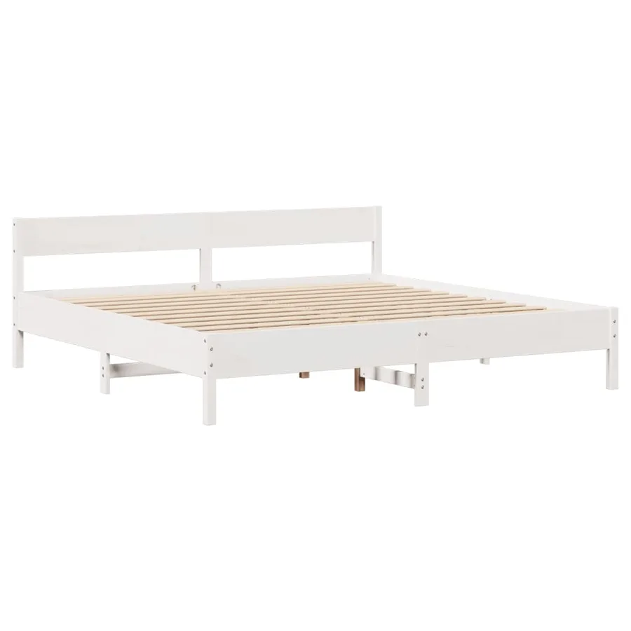 Cadre de lit sans matelas blanc 200x200 cm bois massif de pin - 7