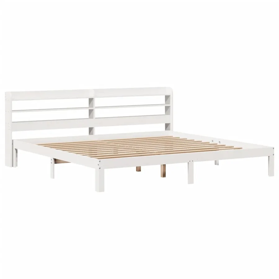 Cadre de lit avec tête de lit sans matelas blanc 200x200 cm - 3