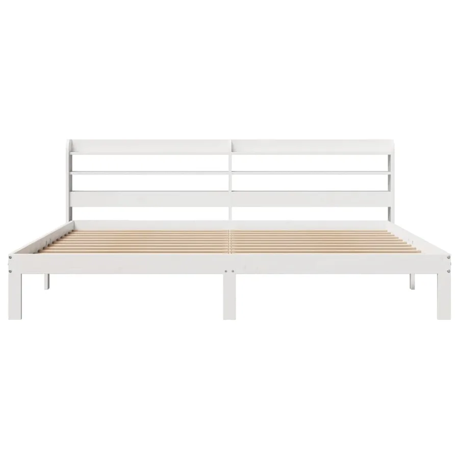 Cadre de lit avec tête de lit sans matelas blanc 200x200 cm - 4