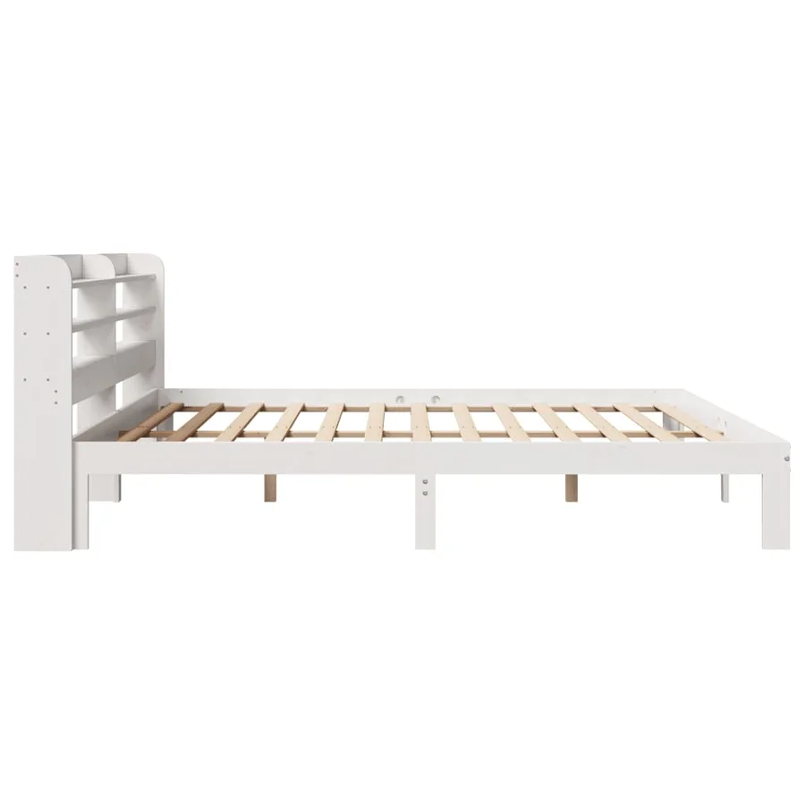 Cadre de lit avec tête de lit sans matelas blanc 200x200 cm - 5
