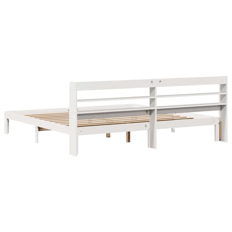 Cadre de lit avec tête de lit sans matelas blanc 200x200 cm - 6