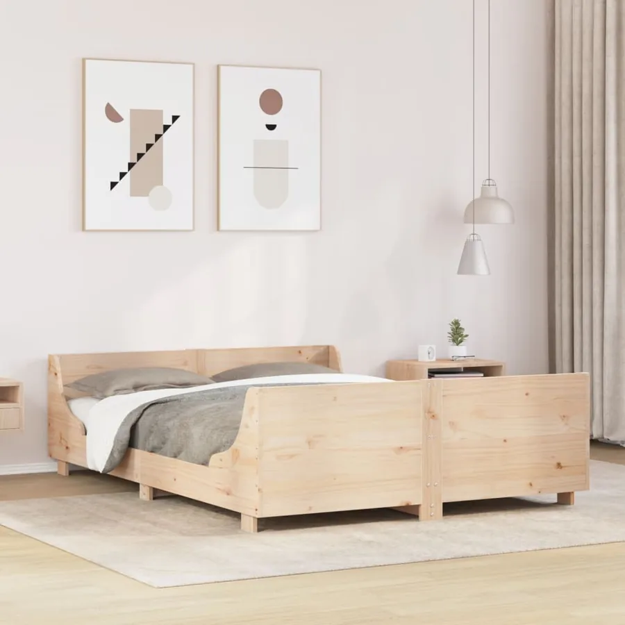 Cadre de lit sans matelas 160x200 cm bois massif de pin