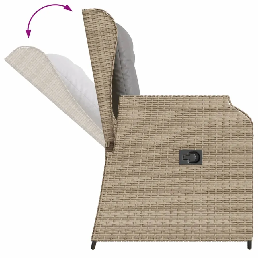Salon de jardin avec coussins 3 pcs beige résine tressée - 5
