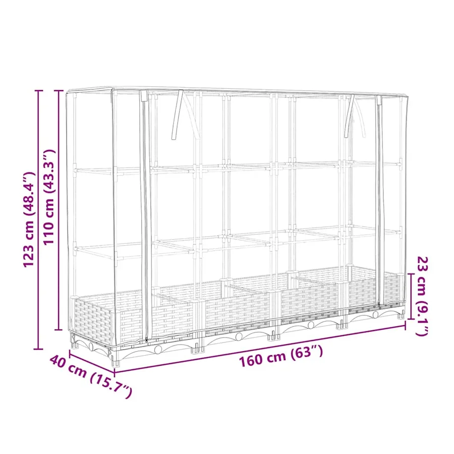 Lit surélevé avec housse de serre aspect rotin 160 x 40 x 123 cm - 9