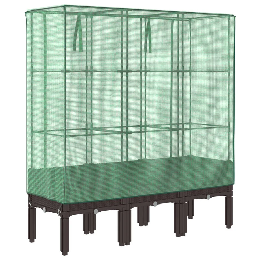 Jardinière surélevée avec housse aspect rotin 120x40x140 cm - 6