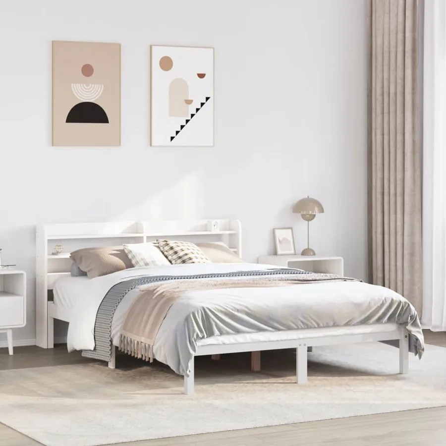 Cadre de lit sans matelas blanc 140x200 cm bois de pin massif