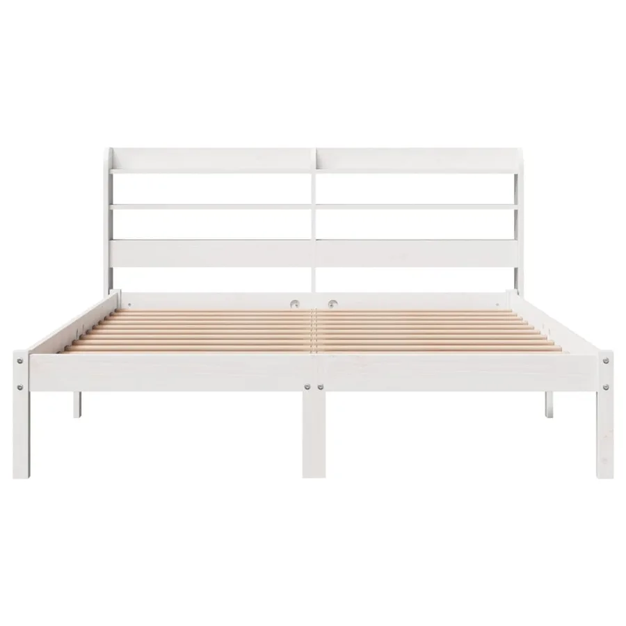 Cadre de lit sans matelas blanc 140x200 cm bois de pin massif - 4