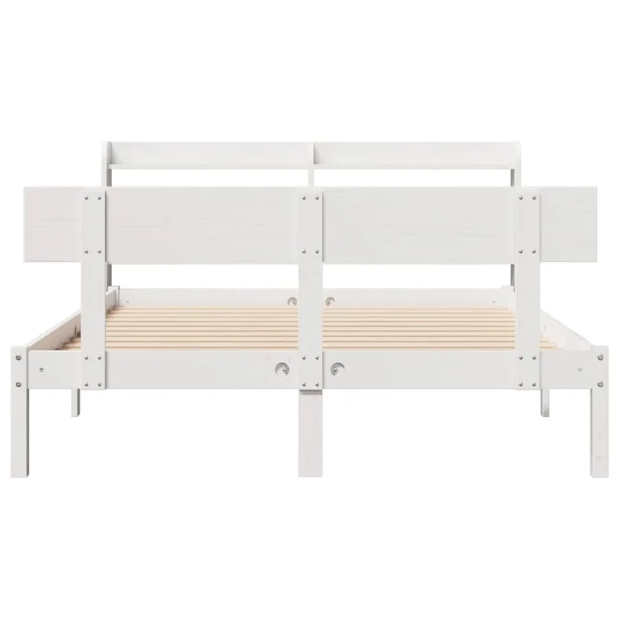 Cadre de lit sans matelas blanc 140x190 cm bois de pin massif - 4