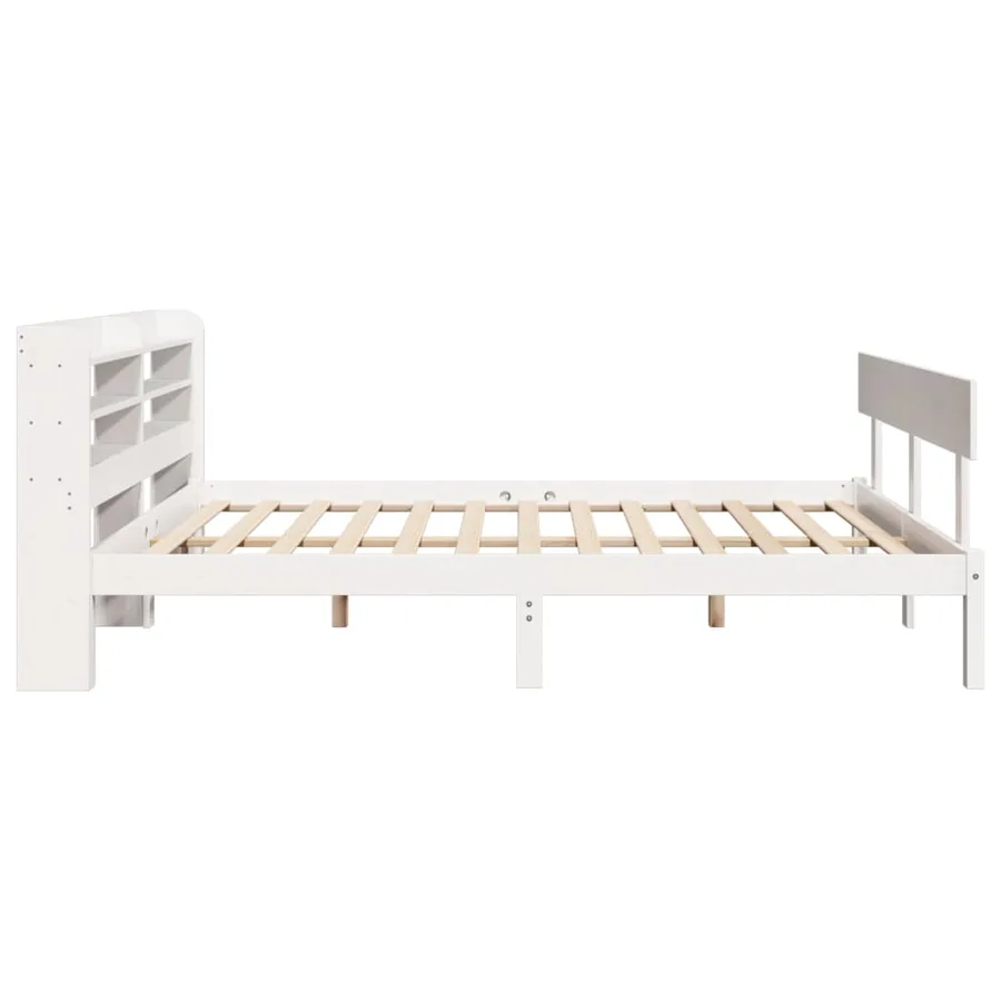 Cadre de lit sans matelas blanc 140x190 cm bois de pin massif - 5