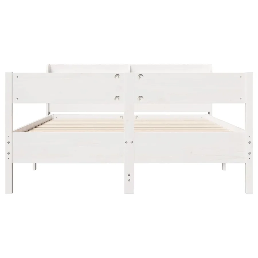Cadre de lit sans matelas blanc 140x200 cm bois de pin massif - 4