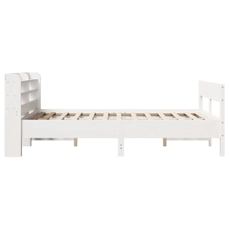 Cadre de lit sans matelas blanc 140x190 cm bois de pin massif - 5