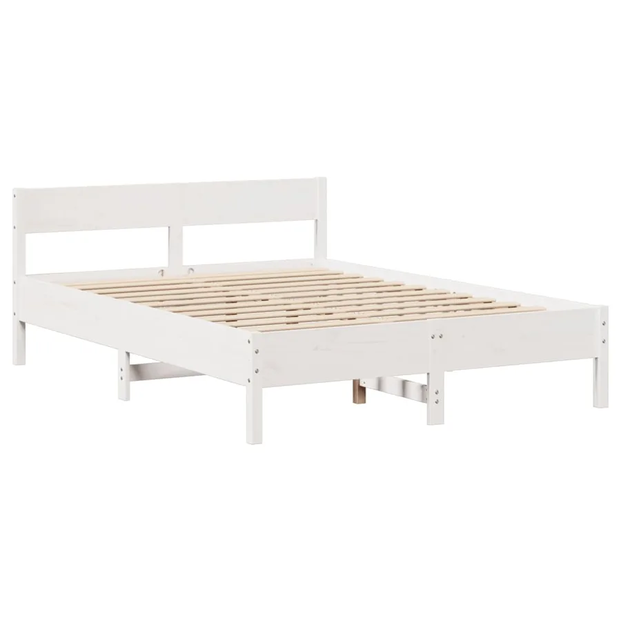 Cadre de lit sans matelas blanc 140x190 cm bois de pin massif - 7