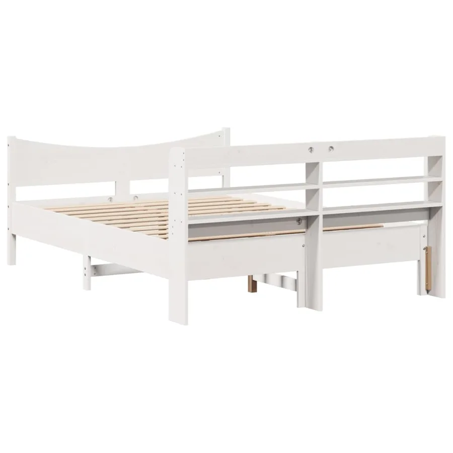 Cadre de lit et tête de lit blanc 140x190 cm bois de pin massif - 8