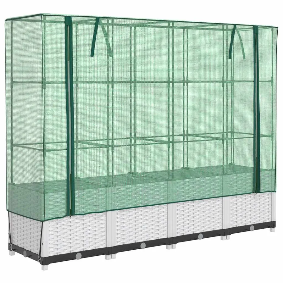 Jardinière surélevée avec housse aspect rotin 160x40x138 cm - 2