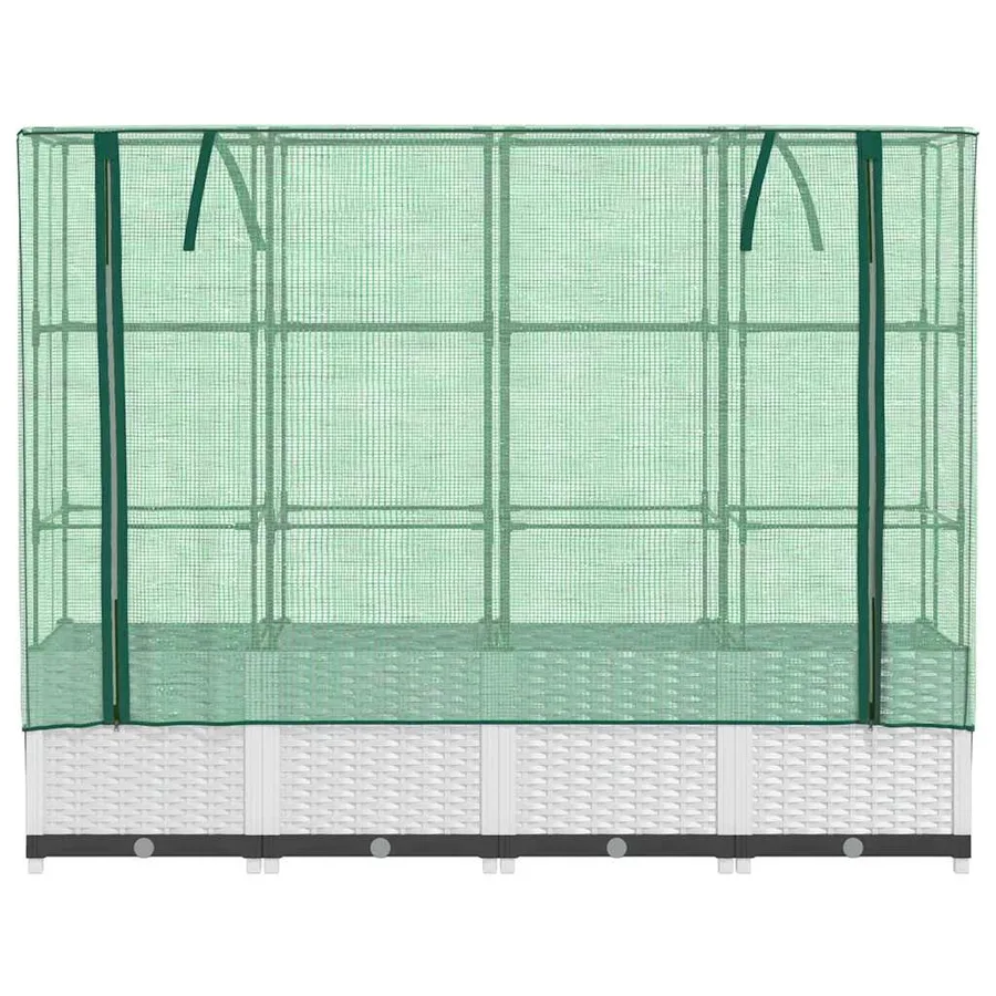 Jardinière surélevée avec housse aspect rotin 160x40x138 cm - 4