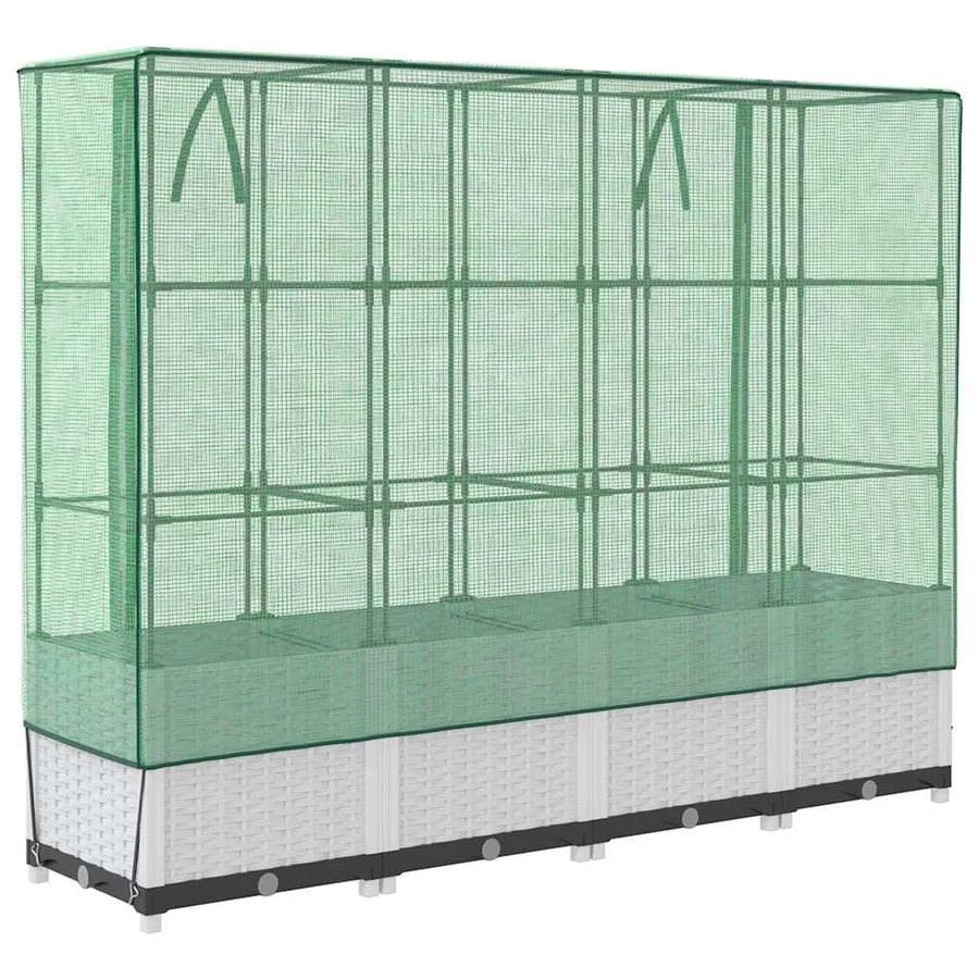 Jardinière surélevée avec housse aspect rotin 160x40x138 cm - 6