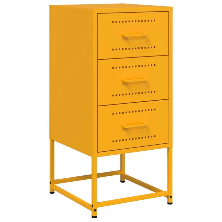 Table de chevet jaune moutarde 36x39x78 cm acier - 2