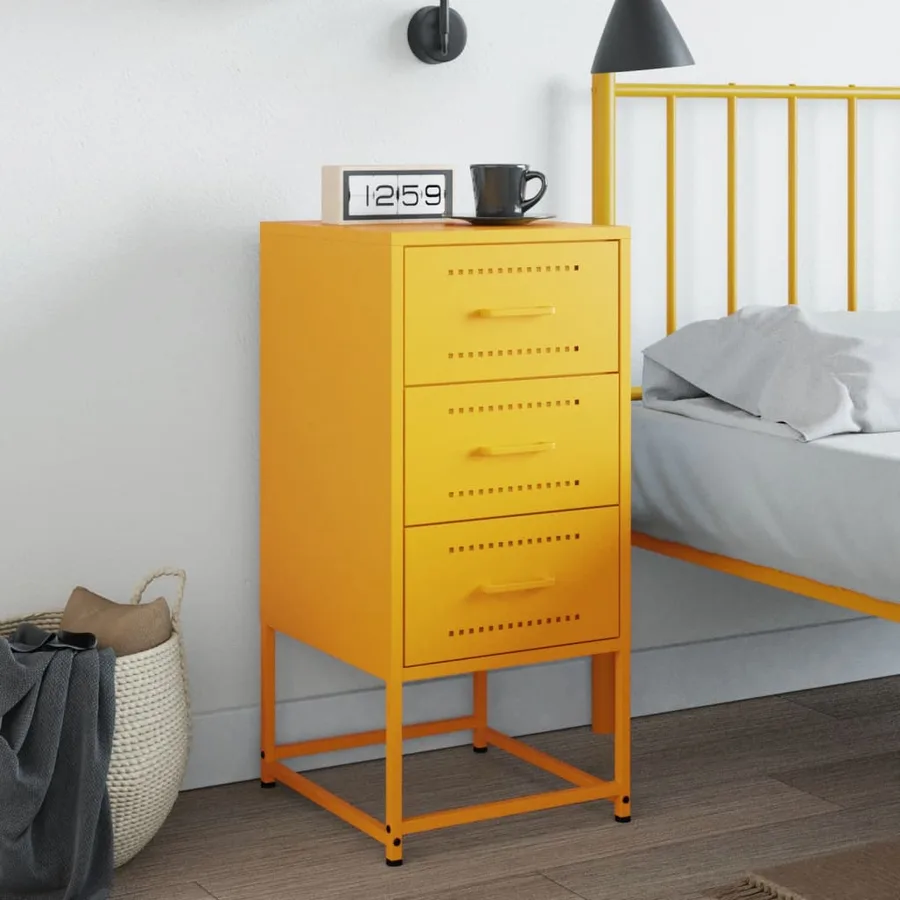 Table de chevet jaune moutarde 36x39x78 cm acier - 3