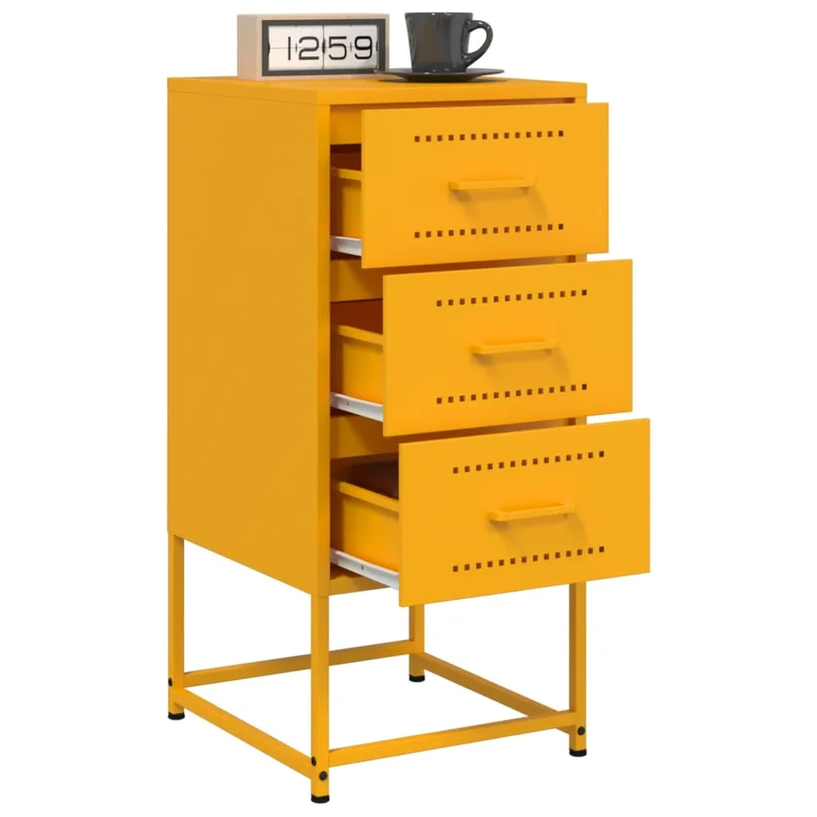 Table de chevet jaune moutarde 36x39x78 cm acier - 4