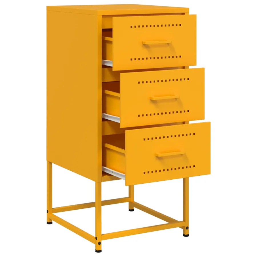 Table de chevet jaune moutarde 36x39x78 cm acier - 8