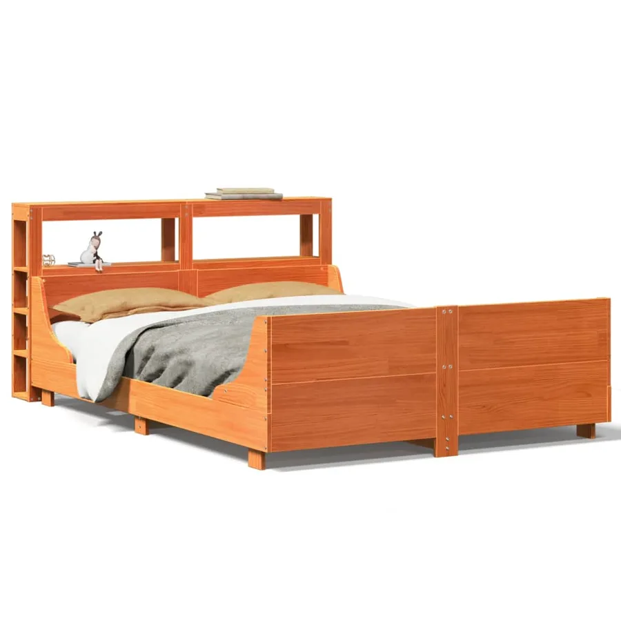Cadre de lit sans matelas cire marron 120x200cm bois pin massif - 2