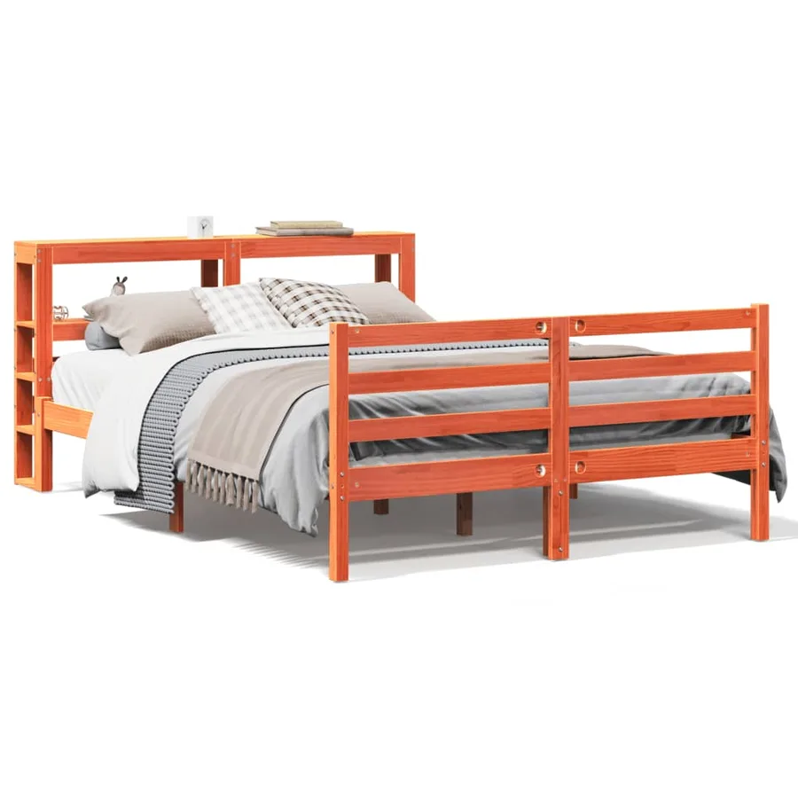 Cadre de lit sans matelas cire marron 120x190cm bois pin massif - 2