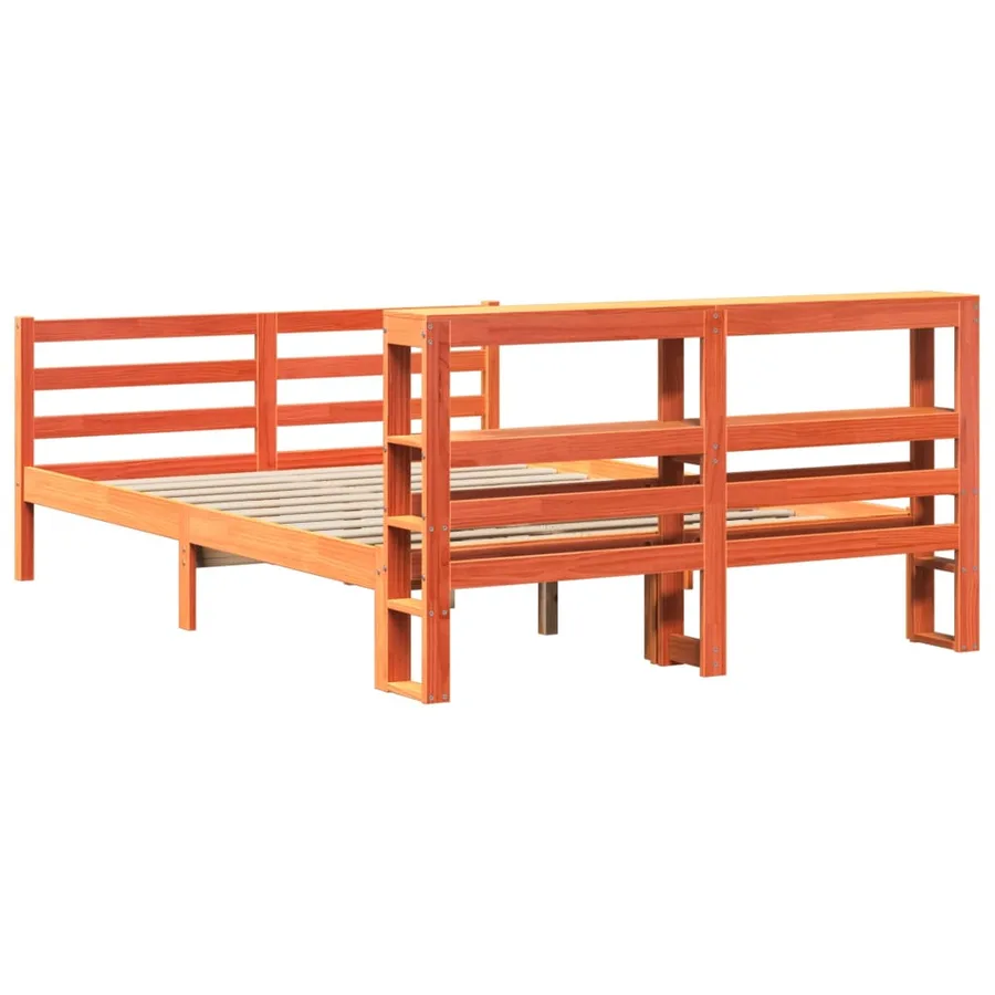 Cadre de lit sans matelas cire marron 120x190cm bois pin massif - 8