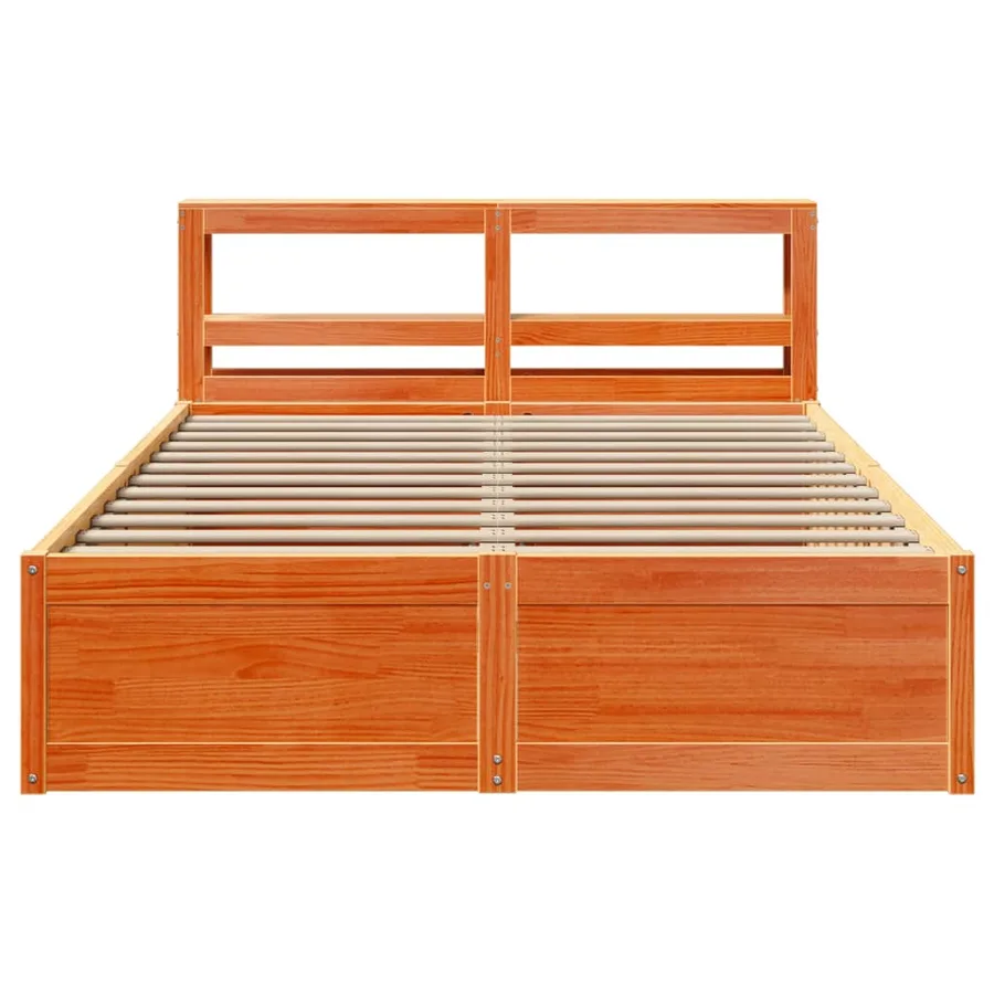 Cadre de lit avec tête de lit cire marron 120x190cm bois de pin - 4