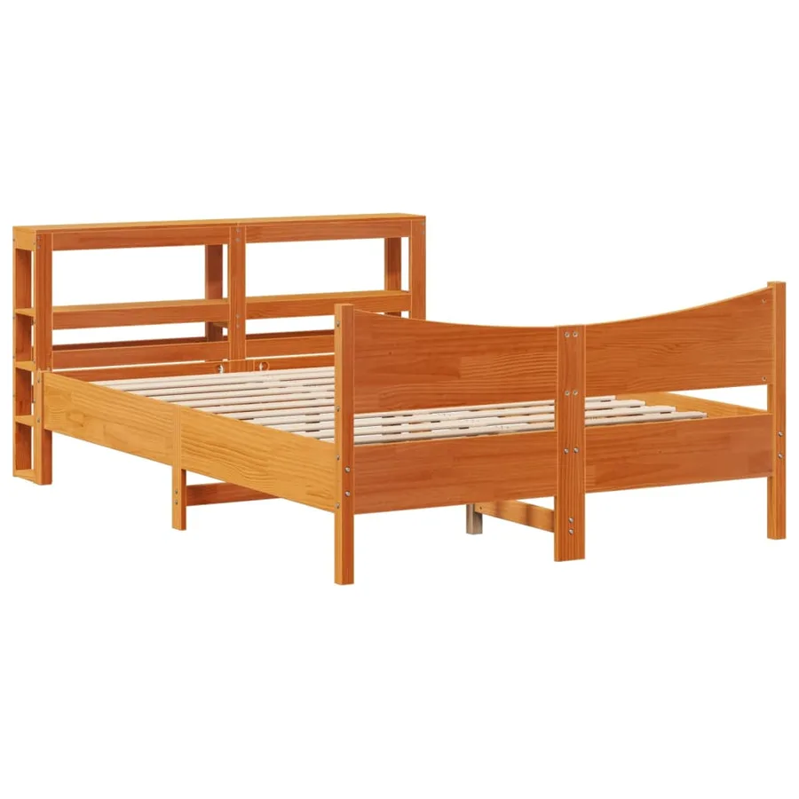 Cadre de lit et tête de lit cire marron 120x200 cm bois de pin - 2