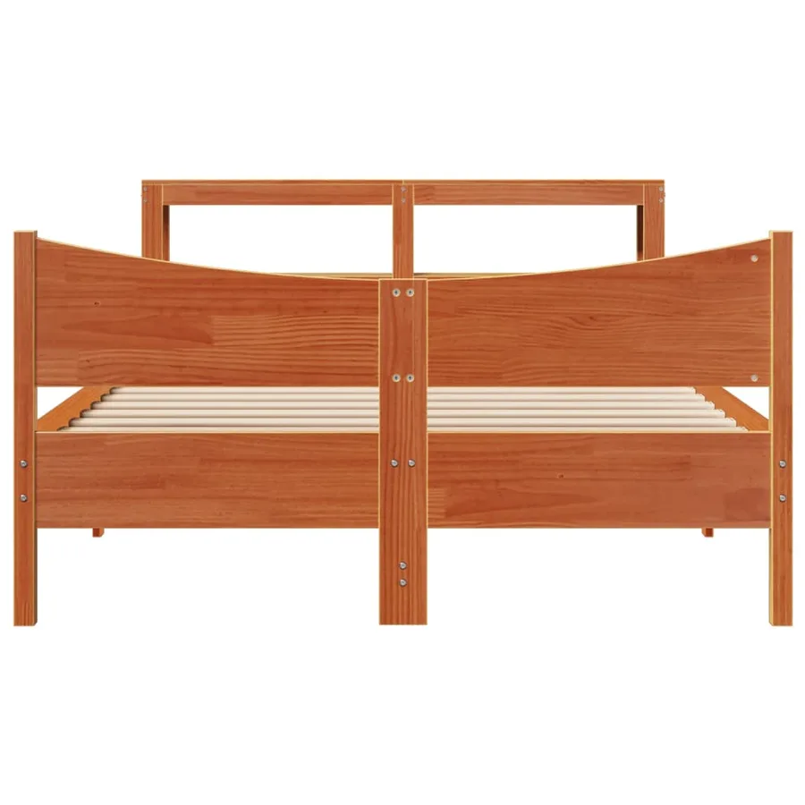 Cadre de lit et tête de lit cire marron 120x200 cm bois de pin - 4