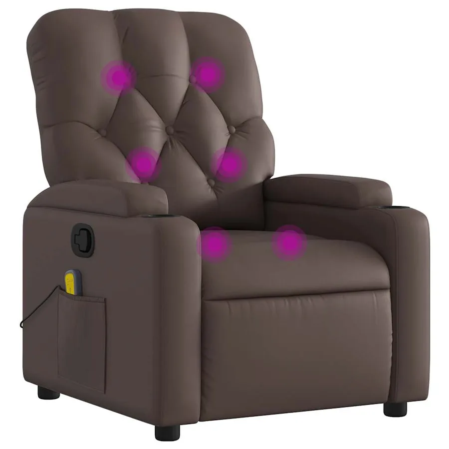 Fauteuil de massage inclinable Marron Similicuir - 2