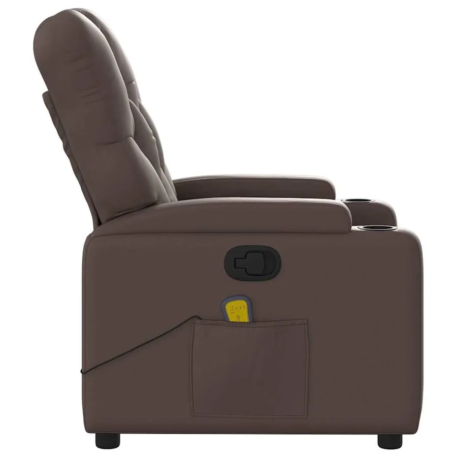 Fauteuil de massage inclinable Marron Similicuir - 8