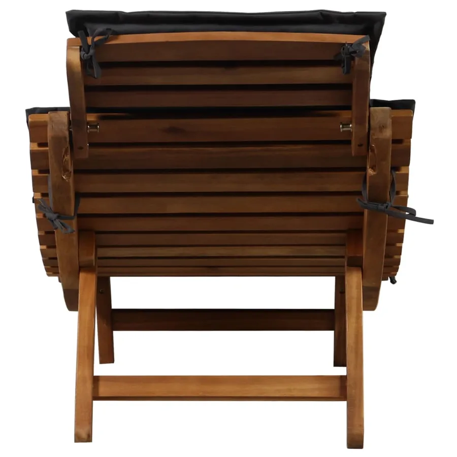 Sun lounger with cushion Solid acacia wood Dark grey - 3