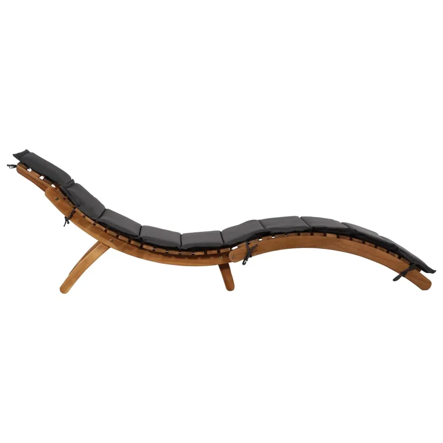 Chaise longue avec coussin Bois d'acacia solide Gris foncé - 4