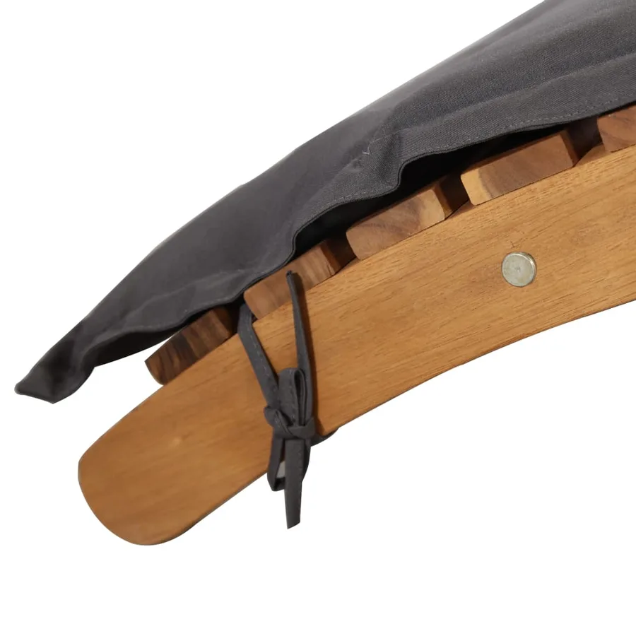 Sun lounger with cushion Solid acacia wood Dark grey - 8