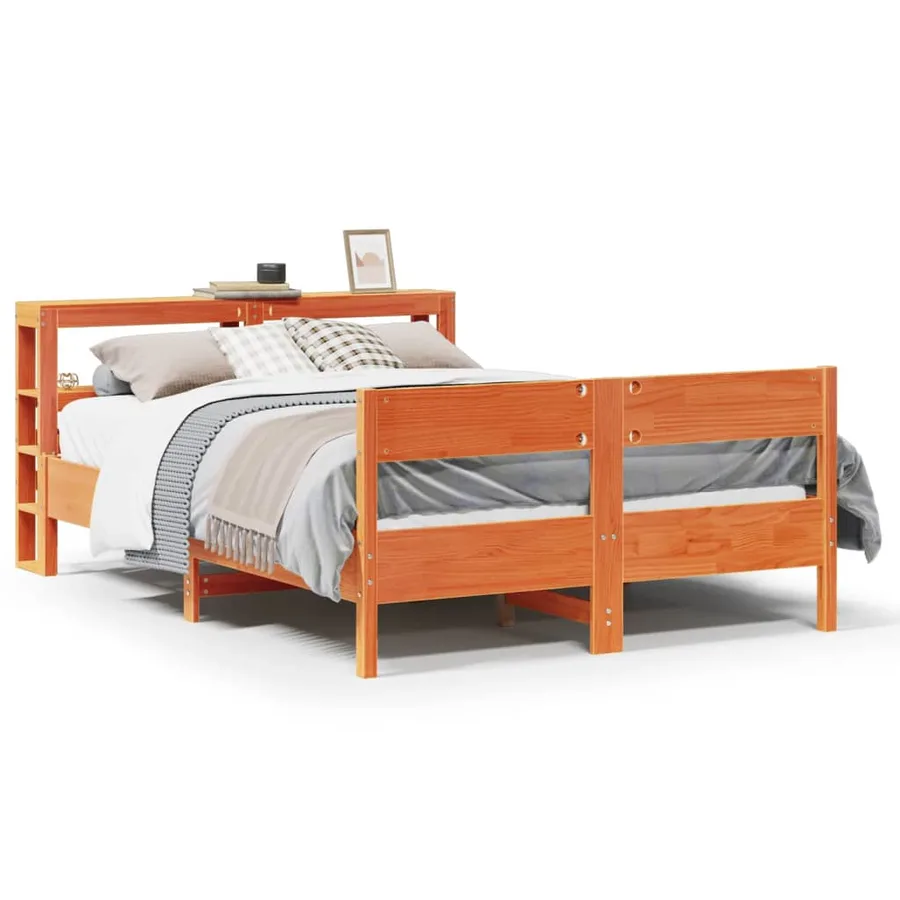 Cadre de lit sans matelas cire marron 120x190cm bois pin massif - 2