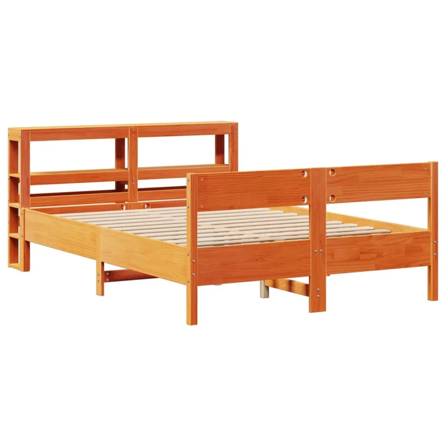 Cadre de lit sans matelas cire marron 120x190cm bois pin massif - 3