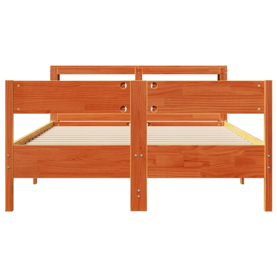 Cadre de lit sans matelas cire marron 120x190cm bois pin massif - 4