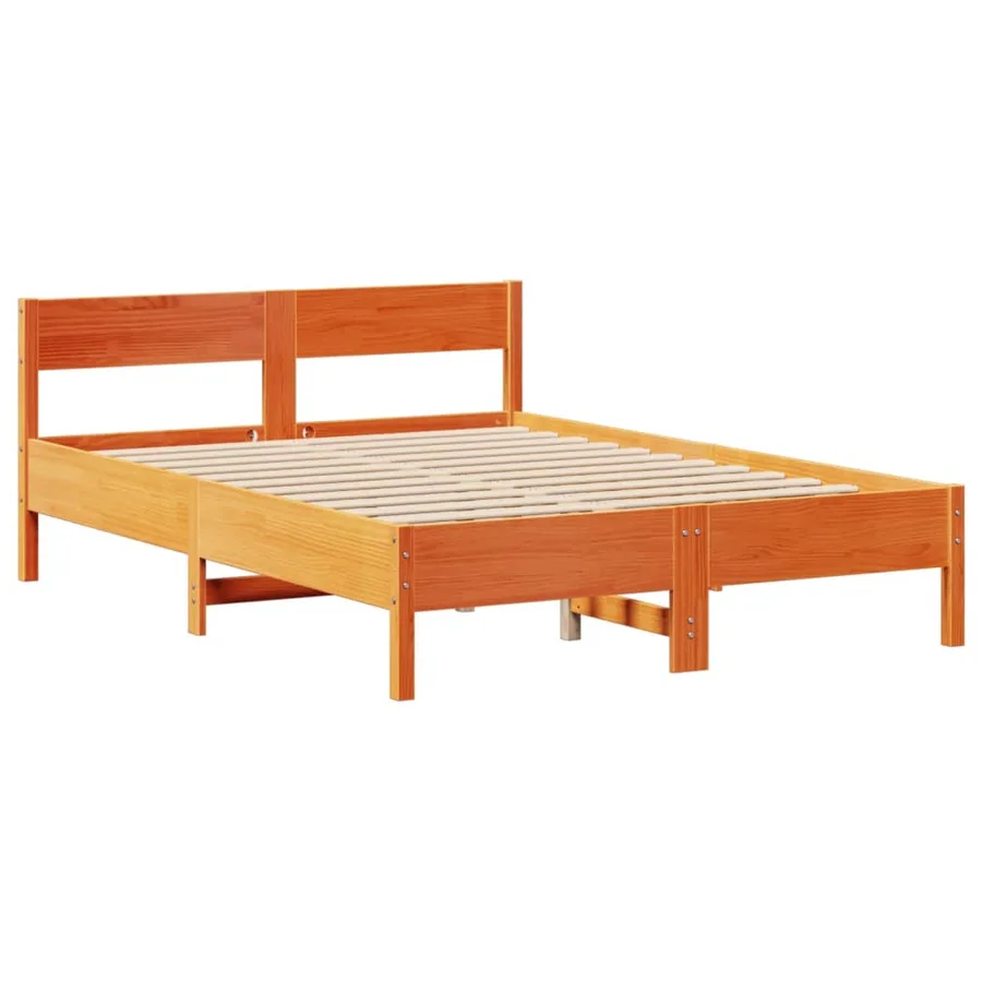 Cadre de lit sans matelas cire marron 120x190cm bois pin massif - 7
