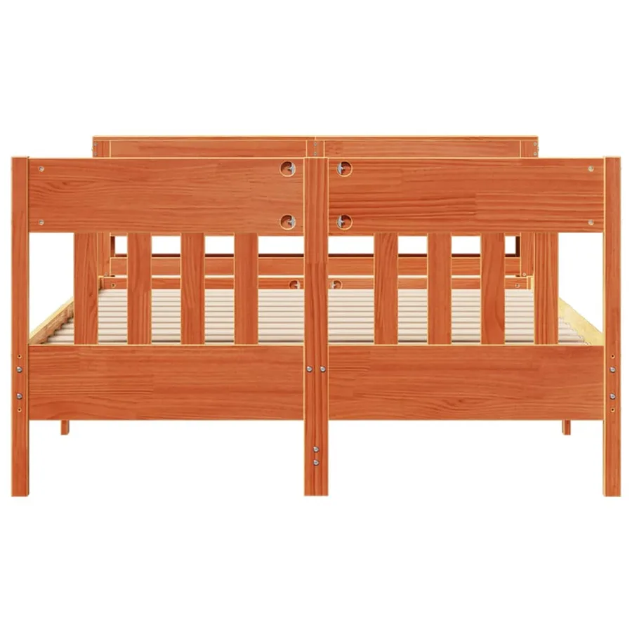 Cadre de lit sans matelas cire marron 120x190cm bois pin massif - 4