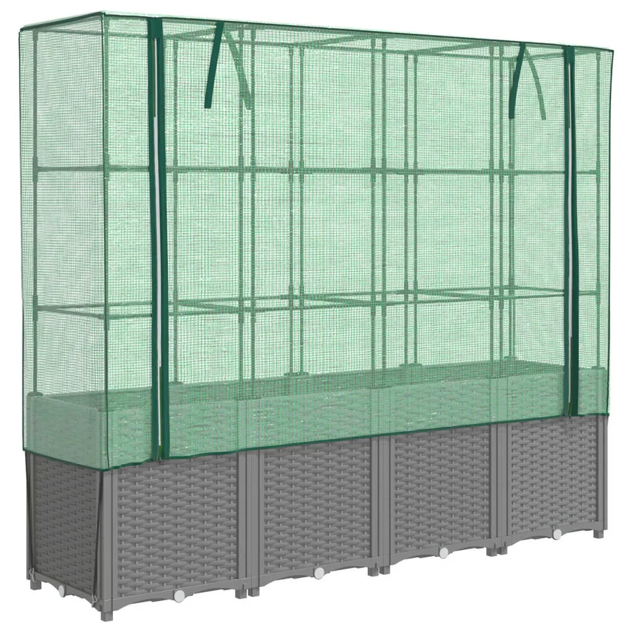 Jardinière surélevée avec housse aspect rotin 160x40x153 cm - 2