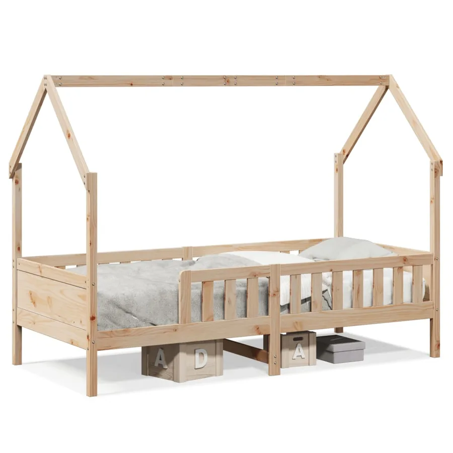 Cadre de lit d'enfants forme de maison sans matelas pin - 2