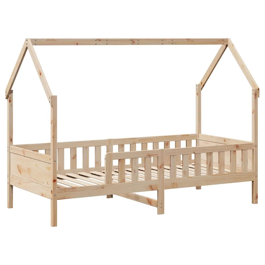 Cadre de lit d'enfants forme de maison sans matelas pin - 3