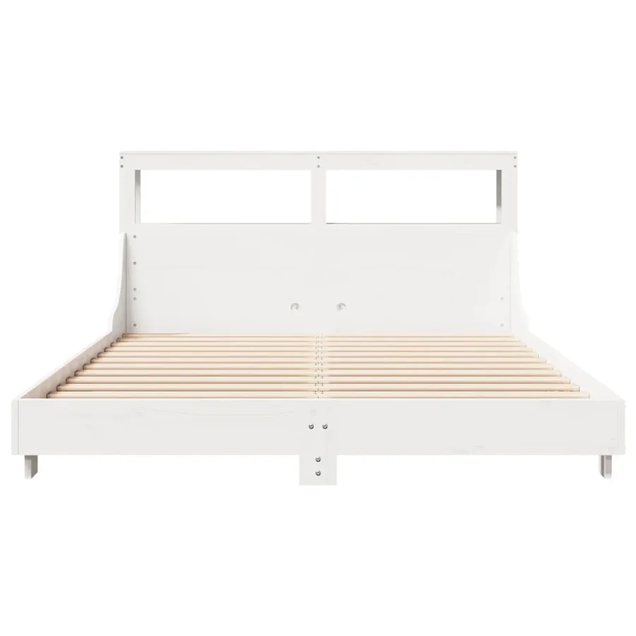 Cadre de lit sans matelas blanc 150x200 cm bois de pin massif - 4