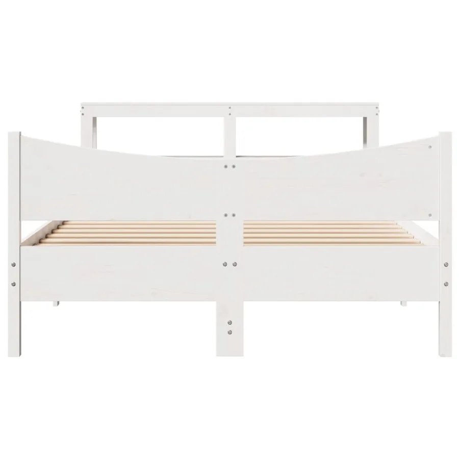 Cadre de lit avec tête de lit blanc 150x200 cm bois pin massif - 4