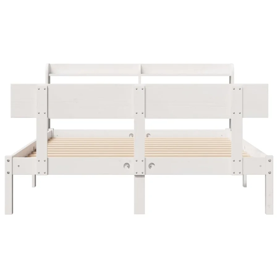 Cadre de lit sans matelas blanc 135x190 cm bois de pin massif - 4