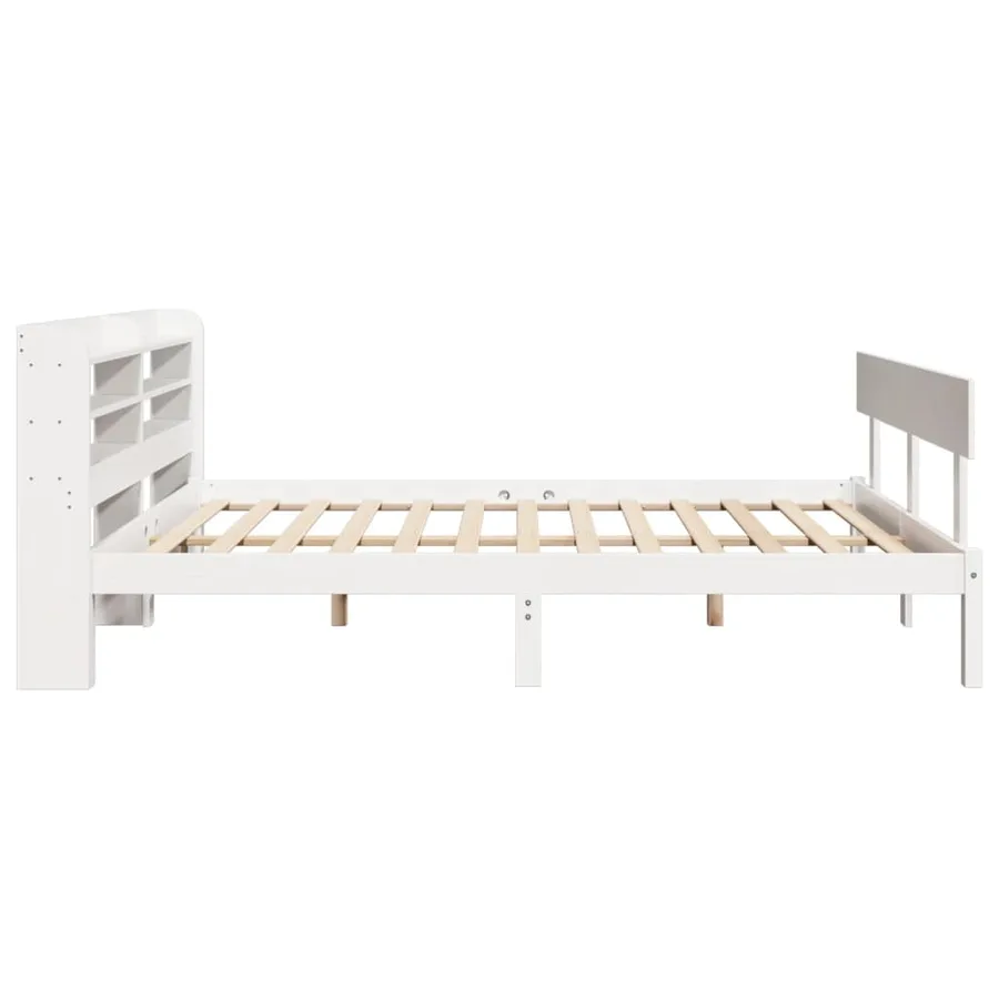 Cadre de lit sans matelas blanc 135x190 cm bois de pin massif - 5