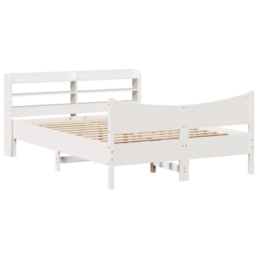 Cadre de lit avec tête de lit blanc 135x190 cm bois pin massif - 2